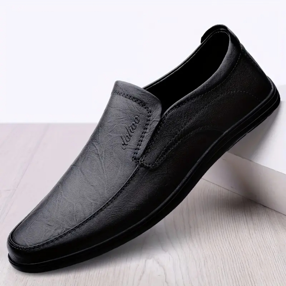 Clohoo Men's Black NWOT Handcrafted Cowhide Faux Leather Slip-On Loafers Sz US 7 - Picture 3 of 12